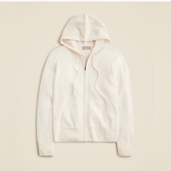 J. Crew Sweaters - J Crew Cashmere full-zip sweater-hoodie BJ611 Size M NWT in Snow Travel